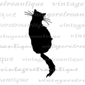 Printable Cat Silhouette Graphic Cat Digital Image Animal Artwork ...