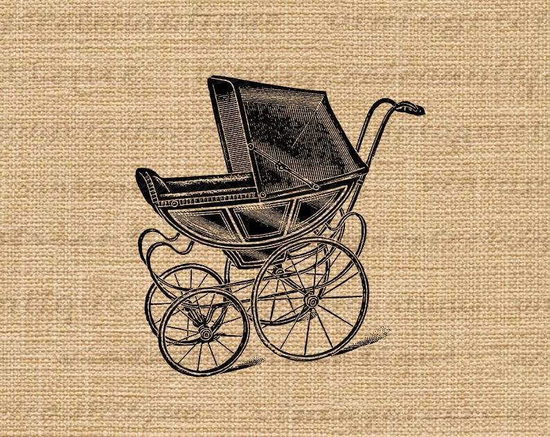 Baby Carriage Digital Graphic Printable Stroller Antique Image - Etsy