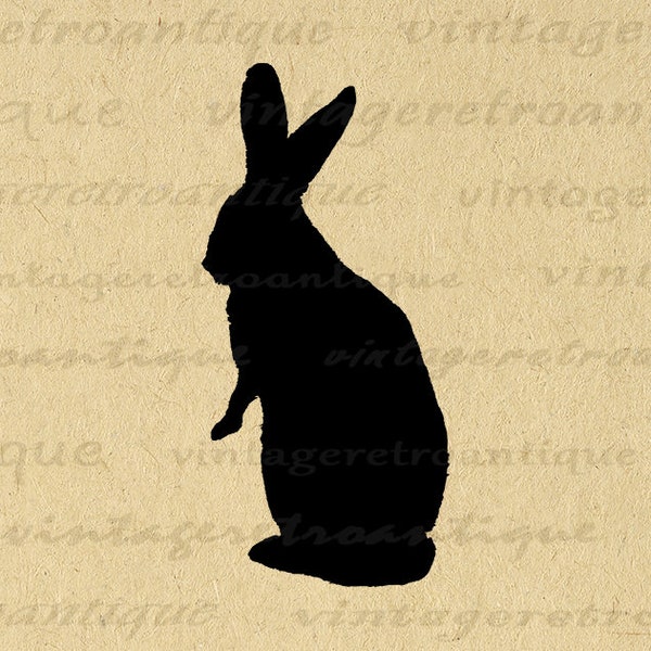 Rabbit Silhouette Digital Printable Graphic Bunny Shape Illustration Image Download Antique Clip Art for Transfers etc 300dpi No.3381