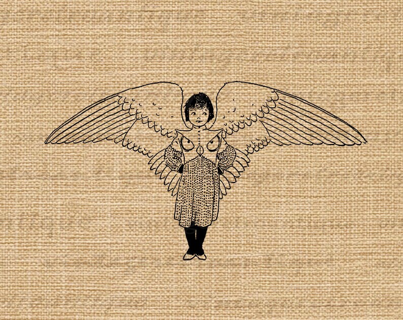 Digital Image Owl Girl Printable Graphic Antique Illustration - Etsy