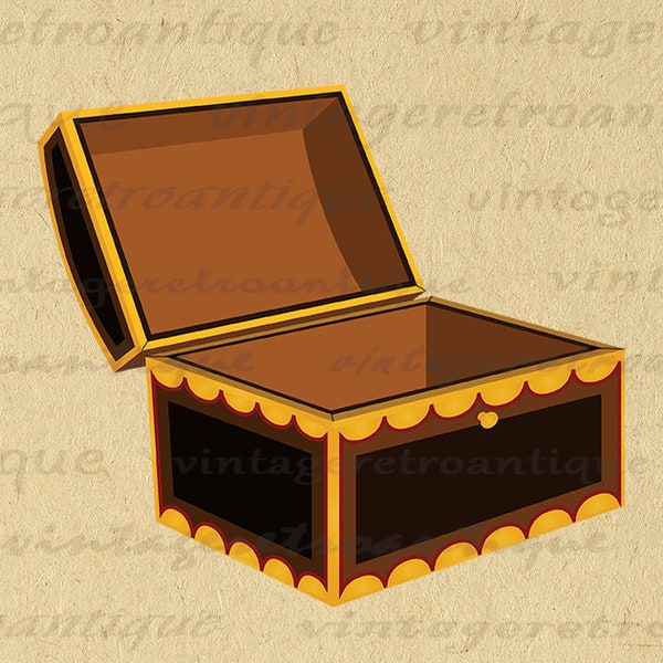 Printable Treasure Chest Elegant Box Digital Image Download Graphic Vintage Color Clip Art for Iron on Transfers Printing etc No.2026