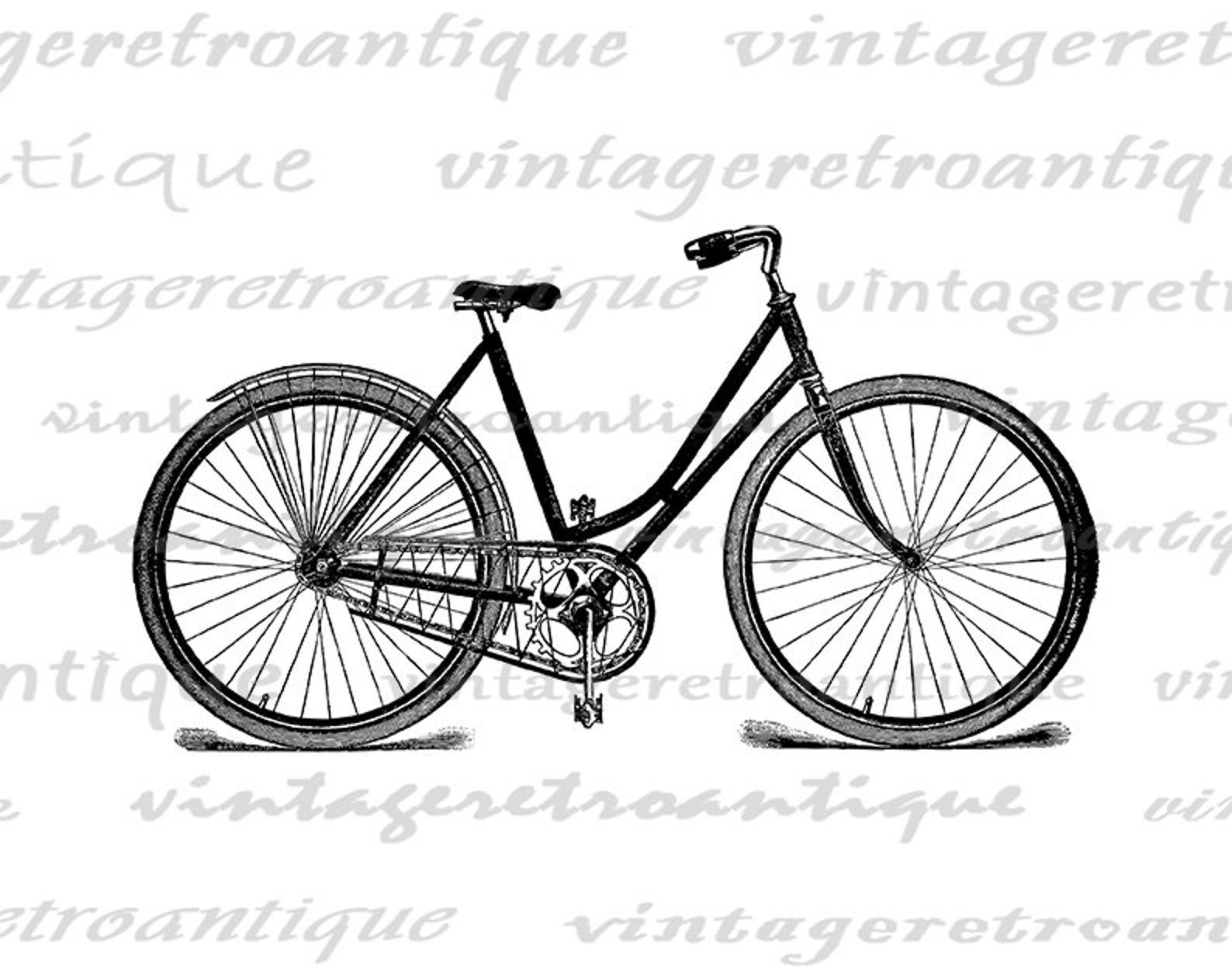 Digital Printable Antique Bicycle Download Bike Illustration | Etsy
