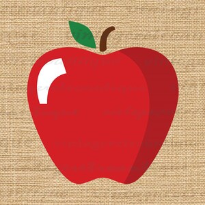 Digital Printable Red Apple Illustration Image Graphic Artwork Fruit ...