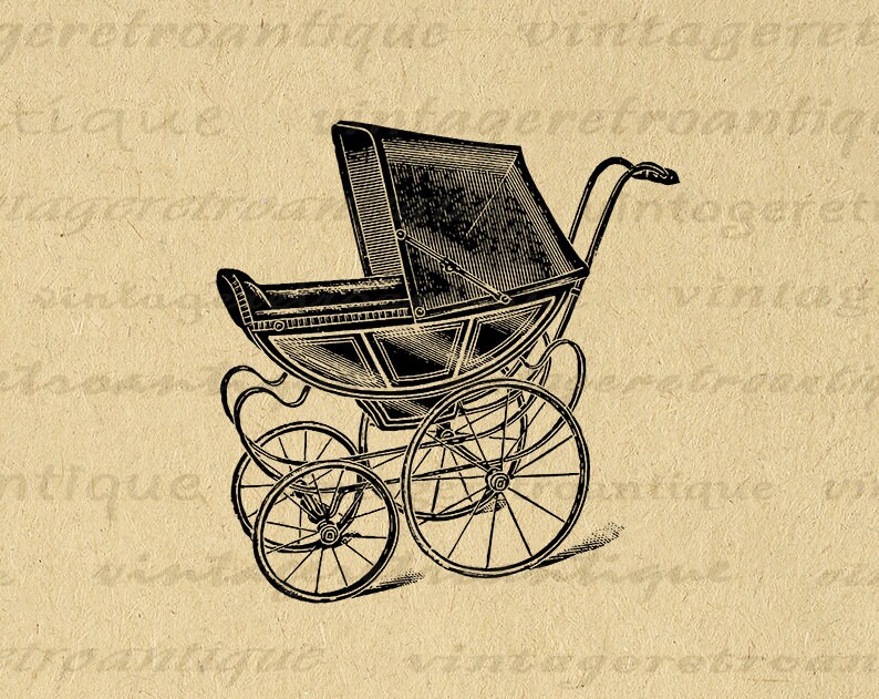 Baby Carriage Digital Graphic Printable Stroller Antique Image Vintage Baby Carriage Clip Art for Iron on Transfers Etc 300dpi No.1776 Etsy