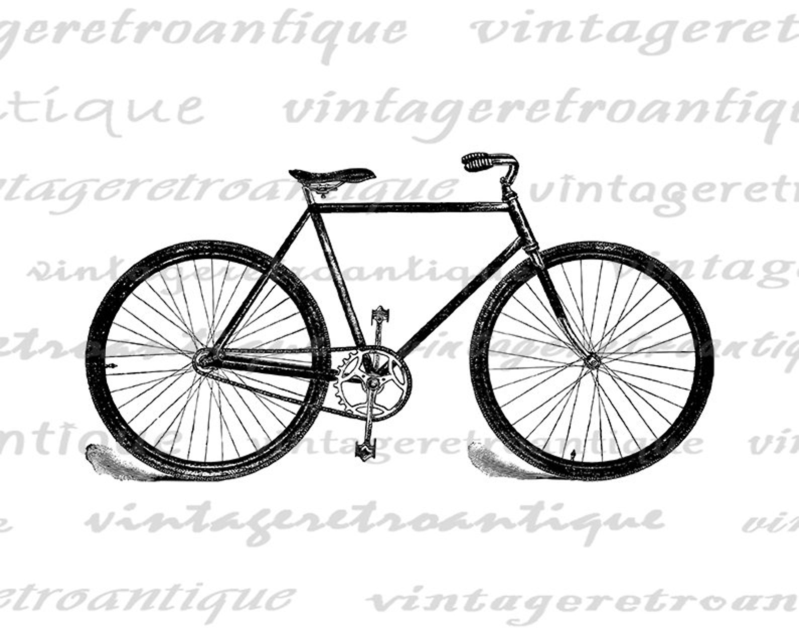 Printable Digital Old Bicycle Graphic Bike Illustration Image - Etsy