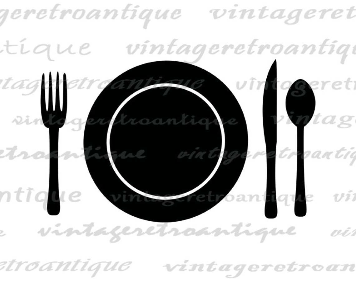 Plate Setting Fork Knife Spoon Graphic Digital Download Food Etsy