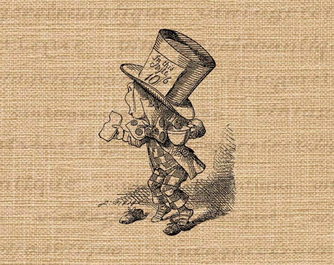 Printable Mad Hatter Alice in Wonderland Digital Image Graphic Etsy