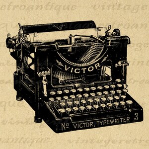 Printable Vintage Typewriter Digital Image Graphic Download Artwork Antique Clip Art for Iron on Transfers Printing etc 300dpi No.4162