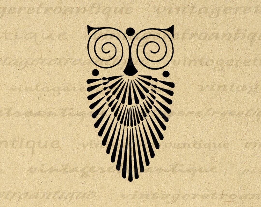 Art Deco Owl Image Graphic Download Bird Digital Printable Illustration