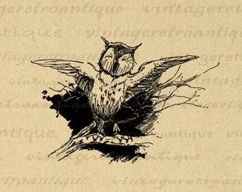 Printable Graphic Owl Digital Image Illustration Instant Download Vintage Owl Clip Art for Transfers Making Prints etc 300dpi No.1873