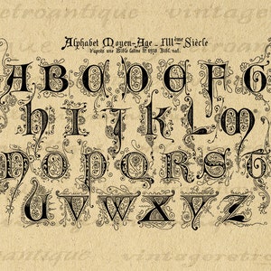 Fancy Gothic Alphabets Printable, Bold and Decorative Vintage