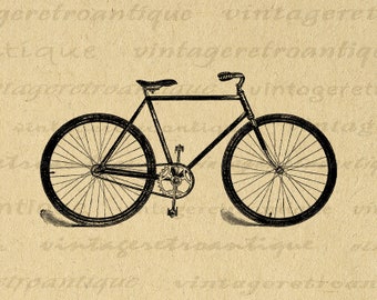 Printable Digital Old Bicycle Graphic Bike Illustration Image Download Vintage Bicycle Clip Art for Transfers etc 300dpi No.1502