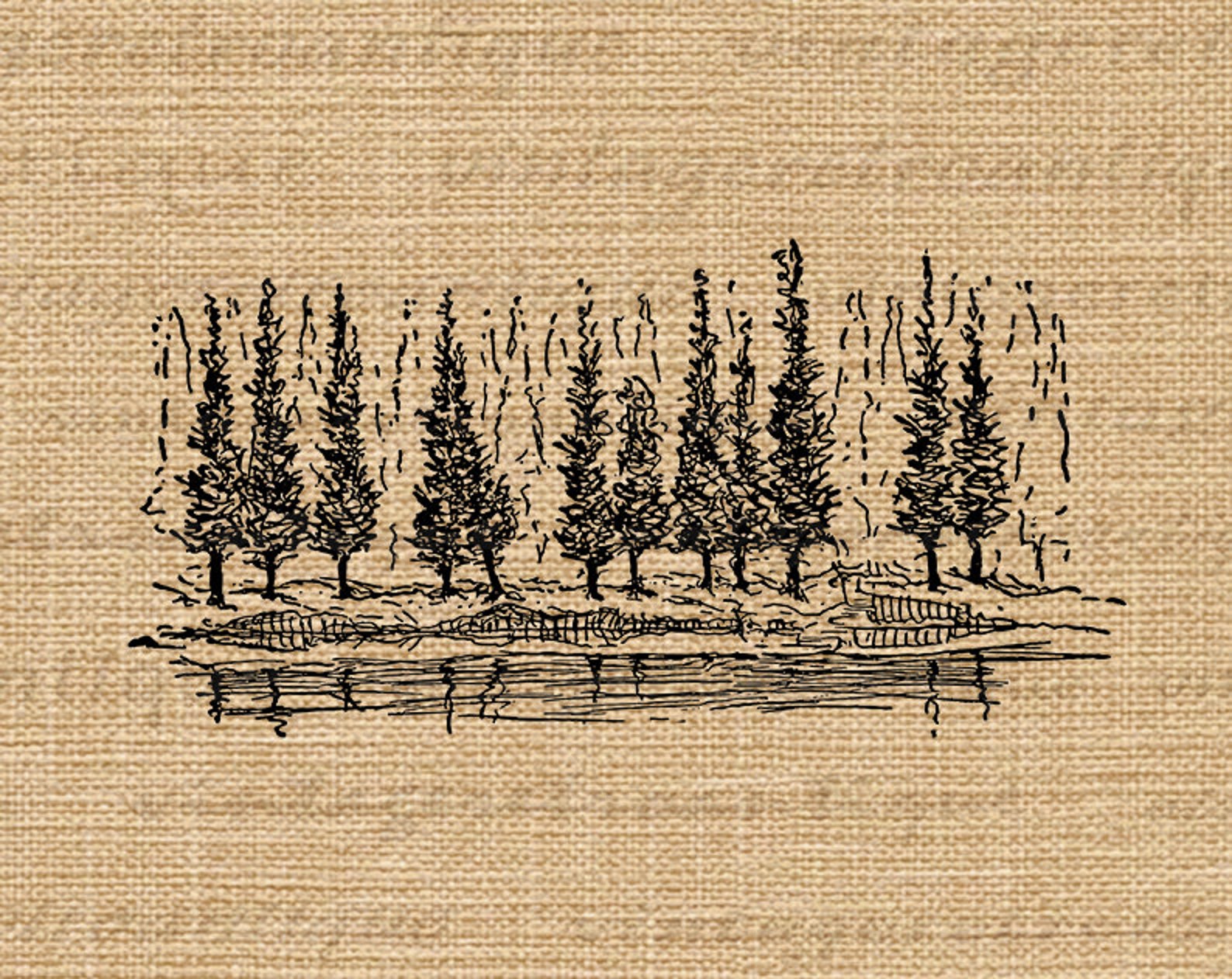 Printable Digital Pine Trees Download Antique Image Graphic - Etsy