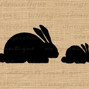 Digital Printable Rabbits Silhouette Graphic Rabbits Image Cute Bunny ...