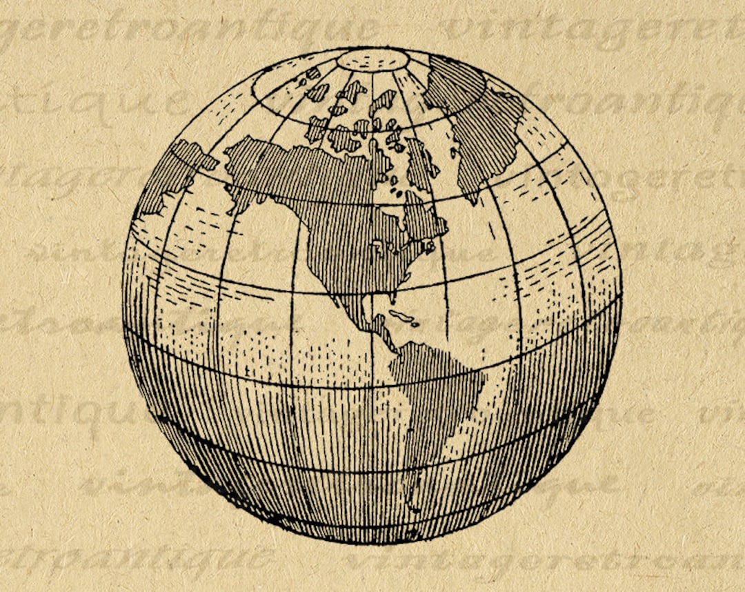 Earth Globe World Map Digital Image Graphic Planet Artwork Download  Printable Antique Clip Art for Transfers Prints Etc 300dpi No.2940 - Etsy