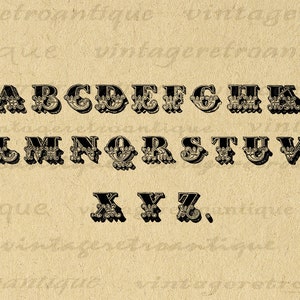 Hoja de collage de letras digitales imprimibles con gráficos del alfabeto de estilo occidental Descarga de imagen digital Ilustración Clip Art antiguo 300 ppp N.º 1672