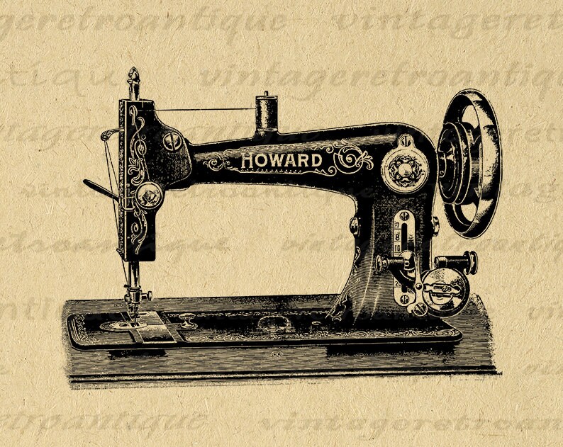 Máquina de coser antigua Gráfico imprimible Descargar Ilustración