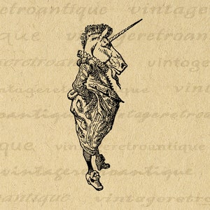 Digital Alice in Wonderland Unicorn Image Download Graphic Printable Vintage Clip Art for Iron on Transfers Printing etc No.1822 image 1