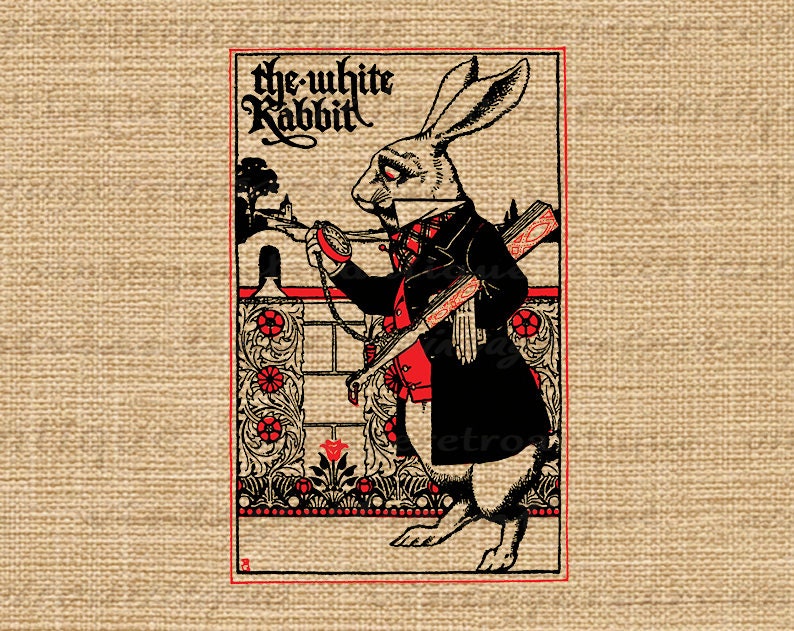The White Rabbit Alice in Wonderland Printable Color Illustration ...