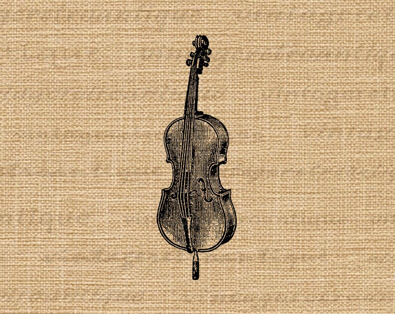 Printable Digital Violin Cello Image Music Download Illustration Graphic Antique Clip Art Jpg Png Print Jpg Png Print 300dpi No.1171 image 3