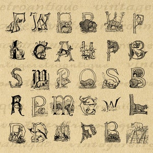 Animal Letters Digital Printable Alphabet Animals Artwork | Etsy