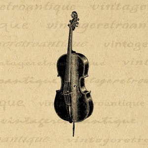 Cello Printable Image Download Music Illustration Graphic Digital Vintage Clip Art for Iron on Transfers Printing etc 300dpi No.1339
