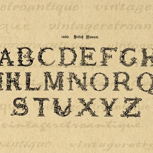 Imagen imprimible Alfabeto ornamental Letra floral clásica Letras griegas elegantes Gráfico digital elegante Clip Art antiguo 300 dpi N.º 413