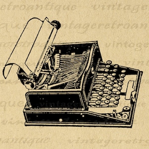 Printable Graphic Old Fashioned Typewriter Digital Image Illustration Download Vintage Clip Art for Transfers etc 300dpi No.1554