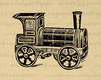 Imprimable Locomotive Train Graphic Train Image numérique Illustration Télécharger vintage Railroad Clip Art pour les transferts etc No.1420