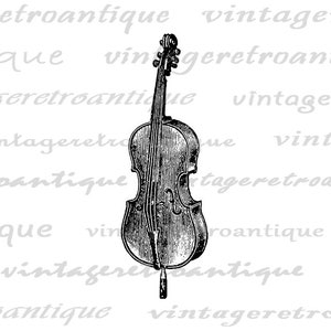 Printable Digital Violin Cello Image Music Download Illustration Graphic Antique Clip Art Jpg Png Print Jpg Png Print 300dpi No.1171 image 2