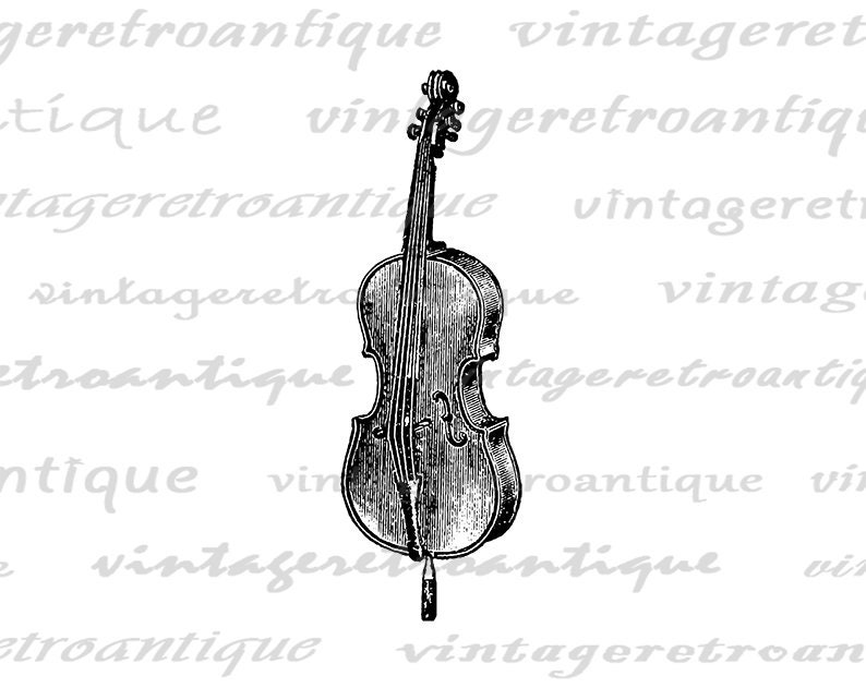 Printable Digital Violin Cello Image Music Download Illustration Graphic Antique Clip Art Jpg Png Print Jpg Png Print 300dpi No.1171 image 2