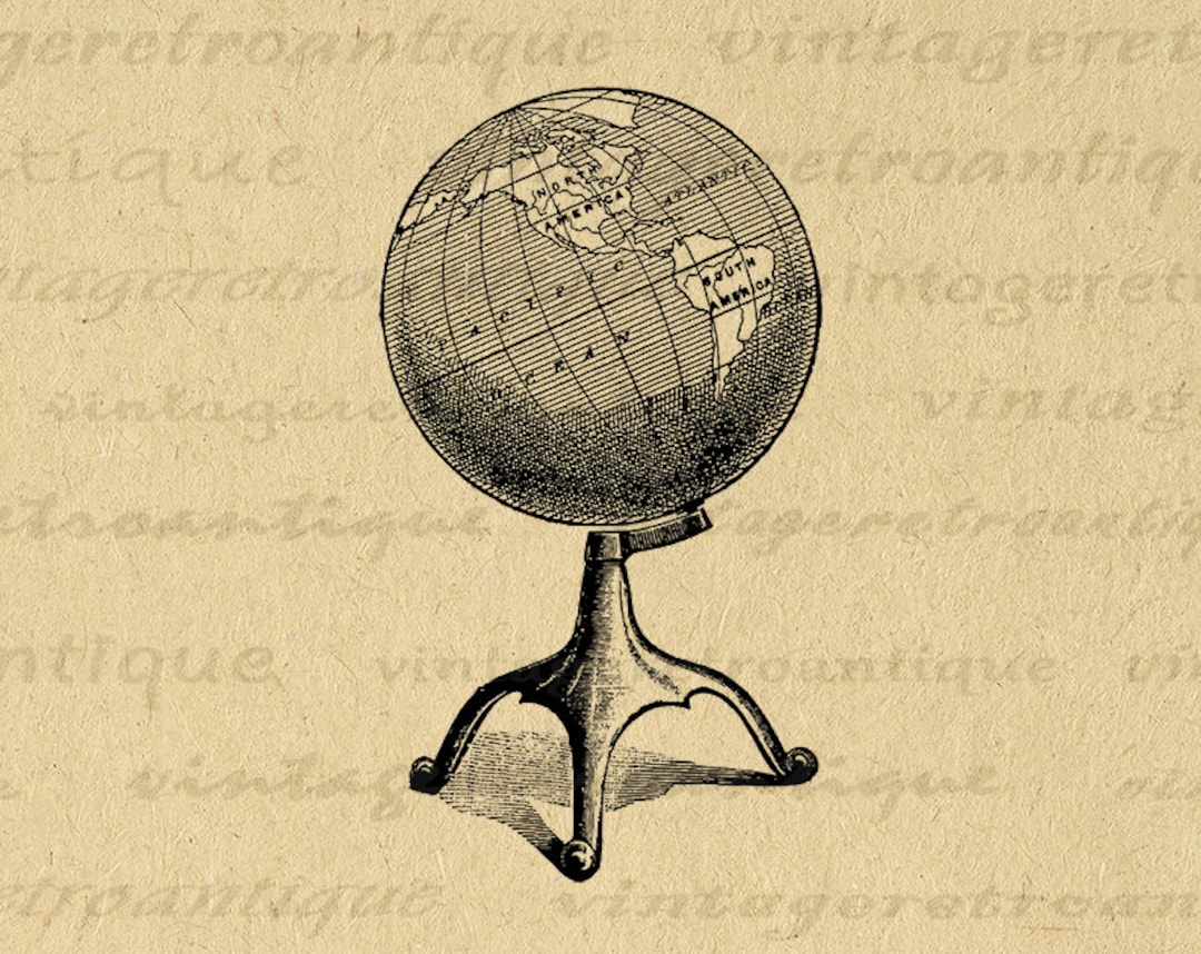 Antique Globe Digital Graphic Printable Earth Planet Image Download ...
