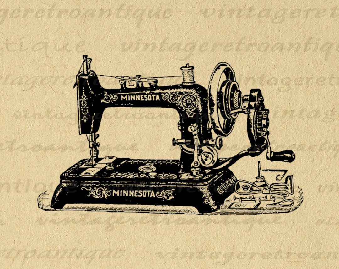 Printable Antique Sewing Machine Graphic Illustration Download Digital ...