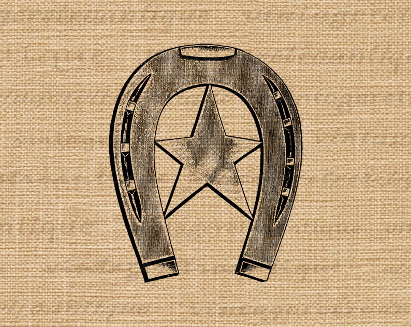 Digital Western Horseshoe With Star Printable Horse Shoe Image Graphic