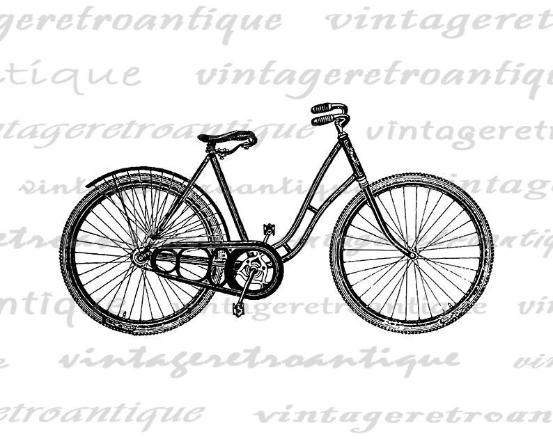 Digital Antique Bicycle Illustration Printable Bike Image - Etsy