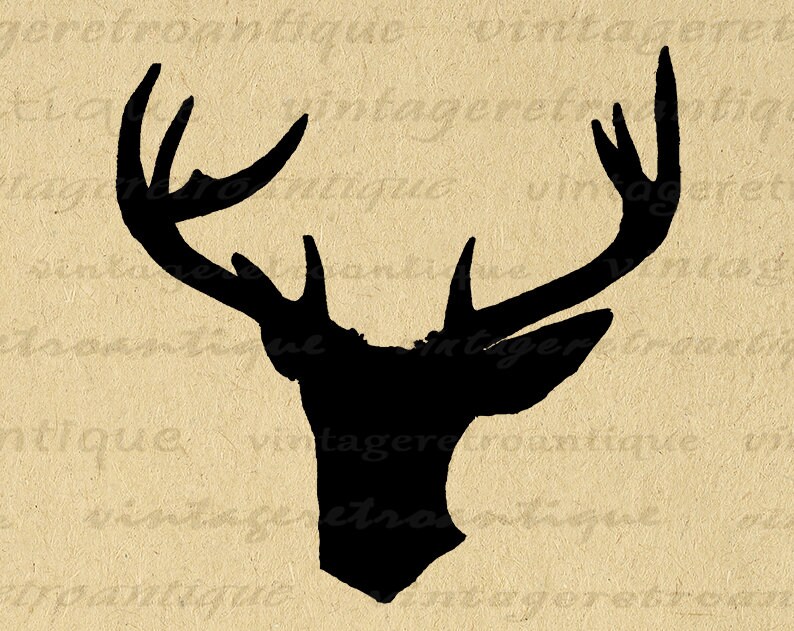 Deer Silhouette Image Graphic Digital Buck Antlers Illustration ...