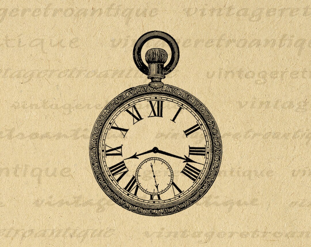 Printable Pocket Watch Digital Image Pocketwatch Graphic Download ...