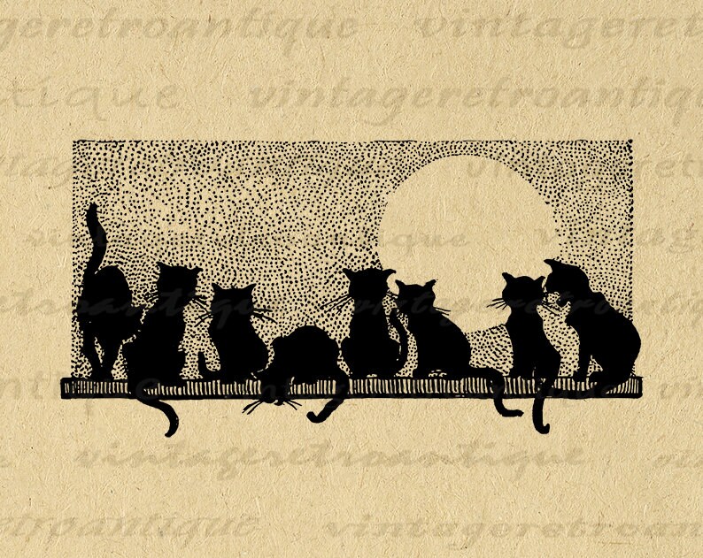 Printable Cats Graphic Image Cat Silhouette Digital Download ...
