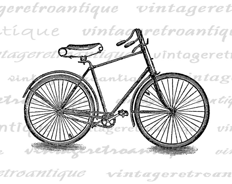 Printable Vintage Bike Digital Image Download Antique Bicycle Illustration Graphic Clip Art for Transfers Printing etc 300dpi No.4138 image 2