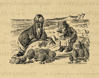 Printable Alice in Wonderland Walrus Illustration Old Fashioned Artwork Graphic Image Digital Download Antique Clip Art 300dpi No.232