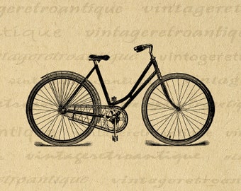 Digital Printable Antique Bicycle Download Bike Illustration Graphic Image Vintage Bicycle Clip Art for Transfers etc 300dpi No.1375