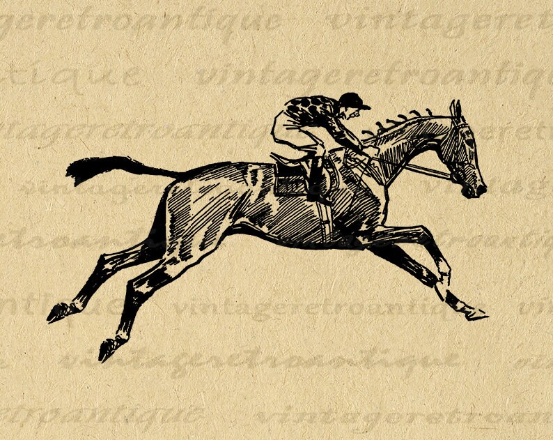 Printable Horse and Jockey Graphic Horse Riding Digital Image - Etsy