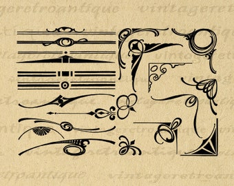 Design Elements Printable Graphic Download Frame Border Ornate Designs Image Ornament Header Digital Antique Clip Art 300dpi No.353