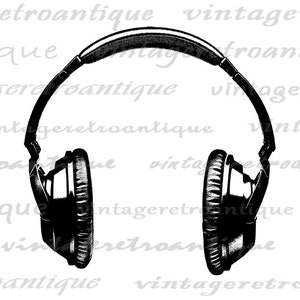 Digital Printable Headphones Graphic Music Illustration Image Instant Download Headphones Clip Art for Transfers etc 300dpi No.2043 image 2