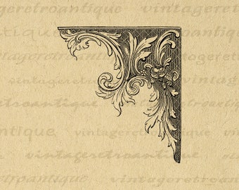 Printable Image Elegant Corner Element Download Formal Floral Design Graphic Digital Ornate Artwork Vintage Clip Art 300dpi No.794