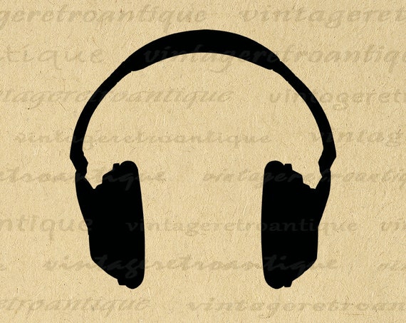 headphones silhouette music printable download digital image etsy etsy