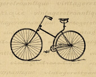 Printable Antique Bicycle Digital Image Graphic Download Illustration Vintage Bike Clip Art for Iron on Transfers etc 300dpi No.3052