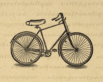 Printable Vintage Bike Digital Image Download Antique Bicycle Illustration Graphic Clip Art for Transfers Printing etc 300dpi No.4138