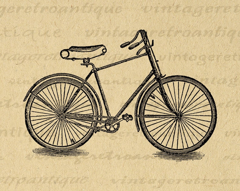 Printable Vintage Bike Digital Image Download Antique Bicycle Illustration Graphic Clip Art for Transfers Printing etc 300dpi No.4138 image 1