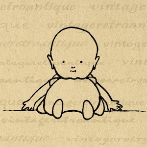 Digital söt babybild grafisk tecknad film utskrivbar nedladdningsbar illustration vintage clipart för överföringar utskrift etc. 300 dpi nr 3615